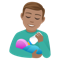 Man Feeding Baby- Medium Skin Tone emoji on Emojione